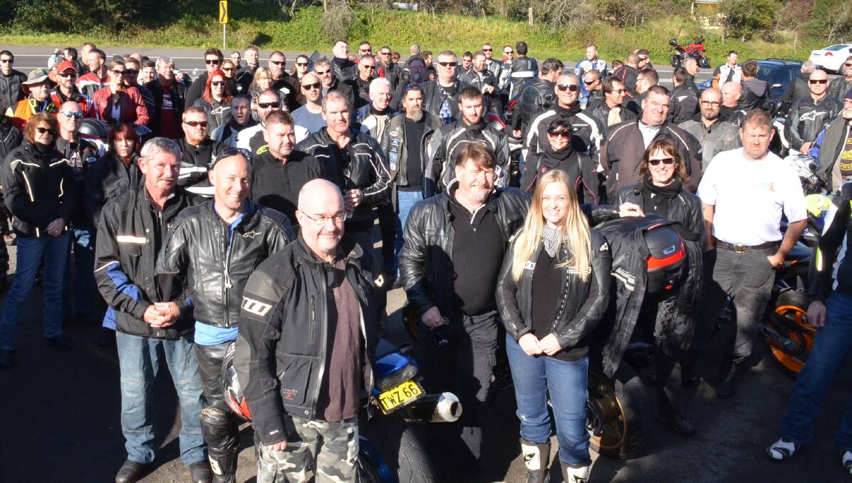 READY TO RIDE: Motorcyclists travelled from around the region to take part in Ride for Steve on Sunday, organised by Amanda Gates (front)