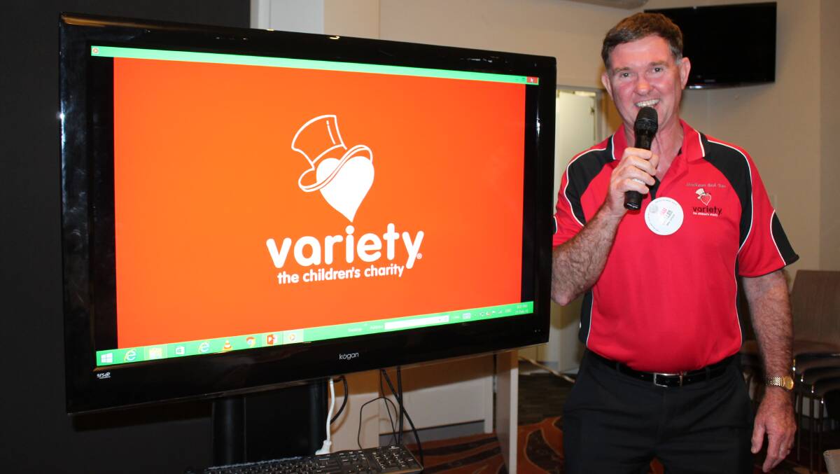 INSPIRATIONAL: Brian Muller gives a talk to Nowra Rotarians and guests on Variety, The Children's Charity and the upcoming 25th anniversary iconic Variety Bash. Photo contributed. 