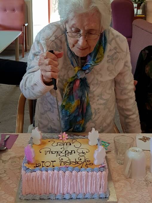 CAKE FOR EVERYONE: Berry resident Gwen Loriway partied the day away with family and friends. 