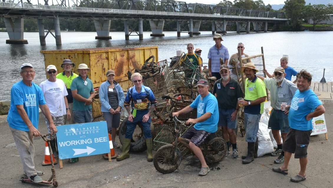 KEEP CLEAN: Shoalhaven Riverwatch volunteers with some of last year's Clean Up Australia Day haul. The group will again participate in Clean Up Australia Day on March 6. 