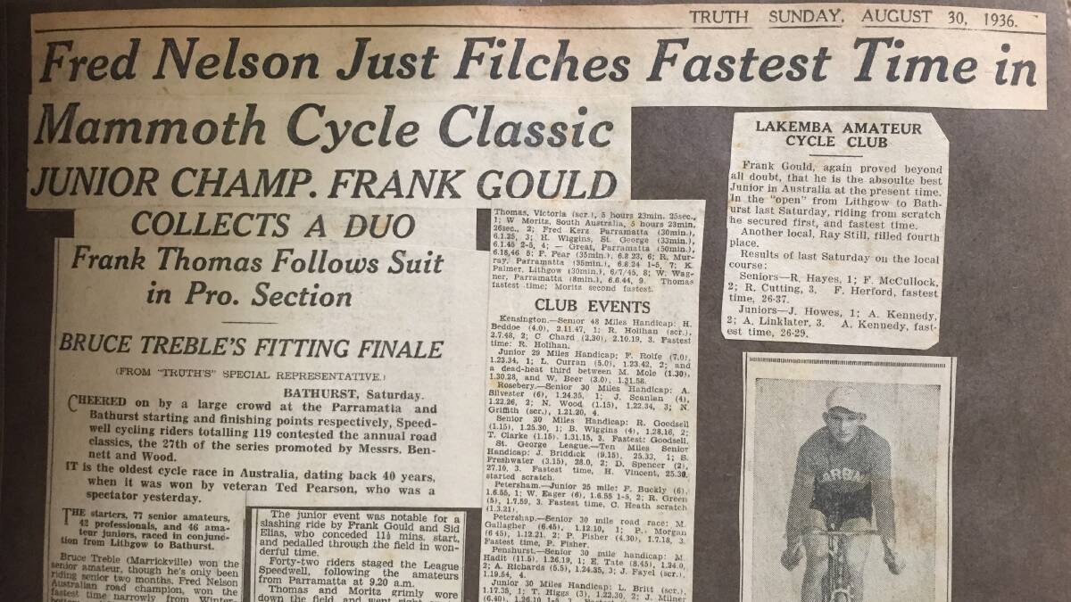 Newspaper clippings of Frank's racing successes.