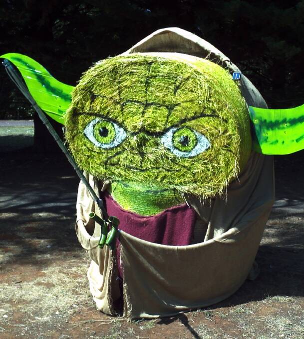 Winning entry: Traffic has been rolling into Tarrington to see the hay bale art including Star Wars character Yoda which won best entry.