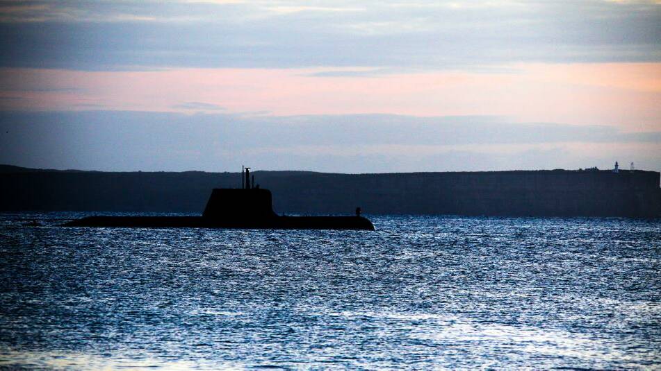 An Australian submarine in Jervis Bay while conducting exercises off the coast. Photo Pup Elliott