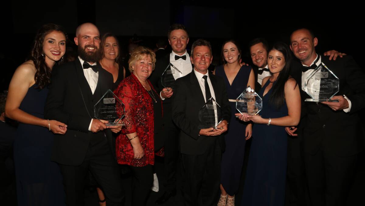 Some of the 33 strong Symbio Wildlife Park team at the 2017 Illawarra Business Awards where the family run zoo picked up five awards and was named Illawarra Business of the Year. Picture: Greg Ellis.