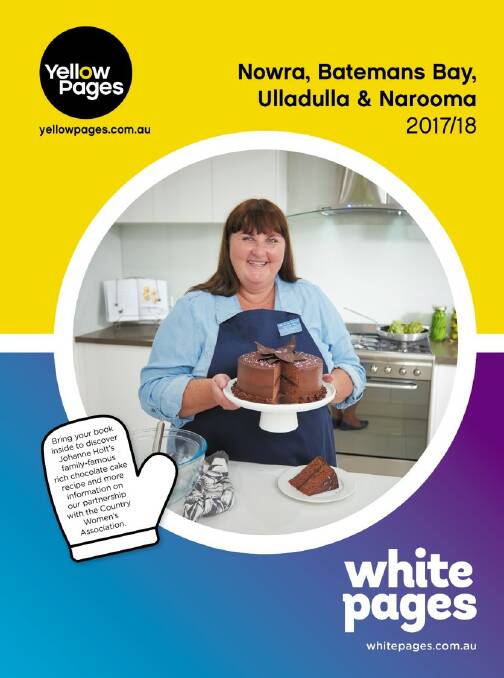 YUM: Not only will Johanne Holt feature on the front cover of this year’s Yellow Pages, but her rich chocolate cake recipe will also appear on the inside front cover.