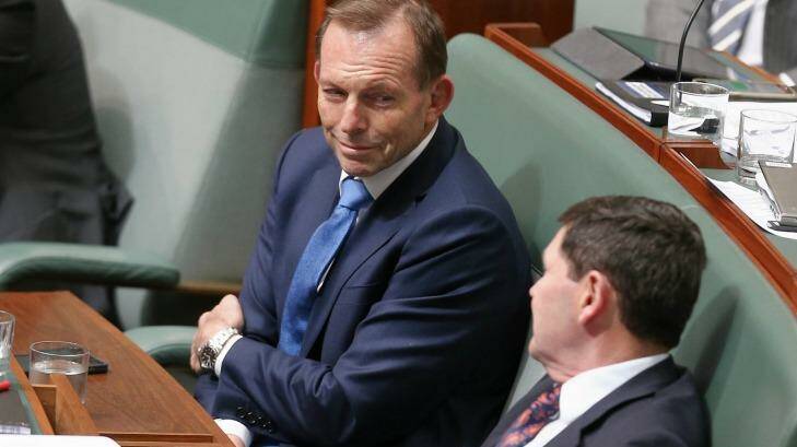 Former Prime Minister Tony Abbott and Former Defence Minister Kevin Andrews during Question Time at Parliament House in Canberra on Monday 17 October 2016. fedpol Photo: Alex Ellinghausen Photo: Alex Ellinghausen