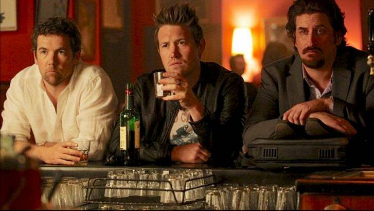 "No one would want to do it if it was going to be crap": Eddie Perfect, with Patrick Brammall and Lachy Hume, in a scene from series five of <i>Offspring</i>.