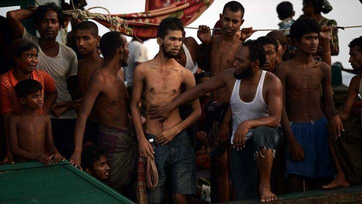 A boat crammed with scores of Rohingyas,  including many young children, was found drifting in Thai waters on Thursday. Photo: Christopher Archambault