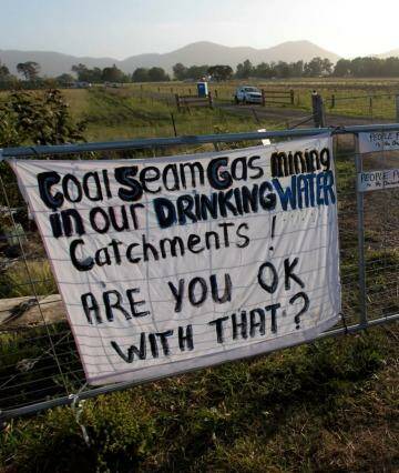 Signs erected by anti-fracking protesters in Gloucester.  Photo: Dean Sewell