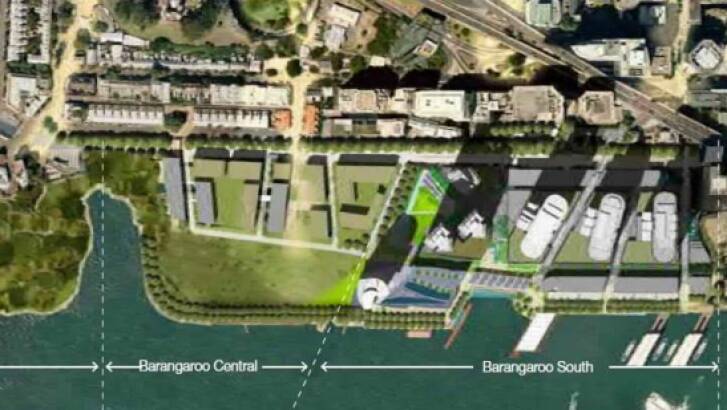 Aerial view of Barangaroo, showing northern park, central and casino podium. Photo: Planning and Environment