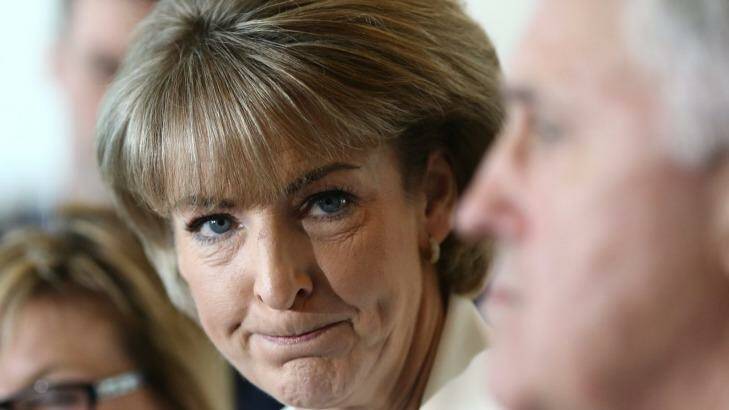 Employment Minister Michaelia Cash has been calling crossbench over the government's threatened double dissolution legislation. Photo: Andrew Meares