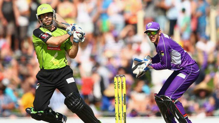 Ryan Carters of the Thunder bats during the Big Bash League match between the Hobart Hurricanes and Sydney Thunder. Photo: Robert Cianflone