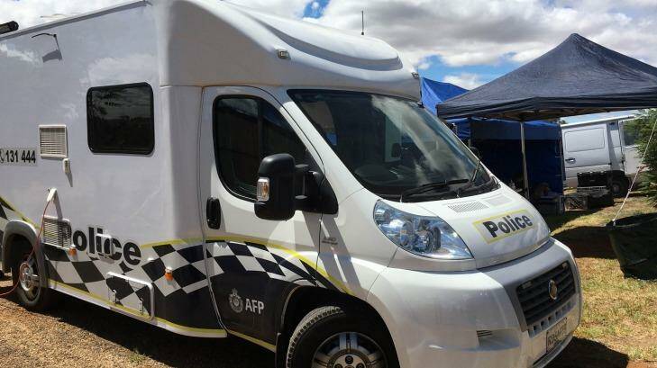 An AFP van at a property in Young where a man was arrested over foreign incursion offences. Photo: Australian Federal Police