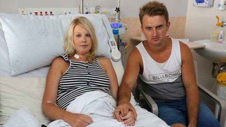 Food poisoning: Ashley and Kane Buchanan in Wollongong Hospital. Photo: Kirk Gilmour