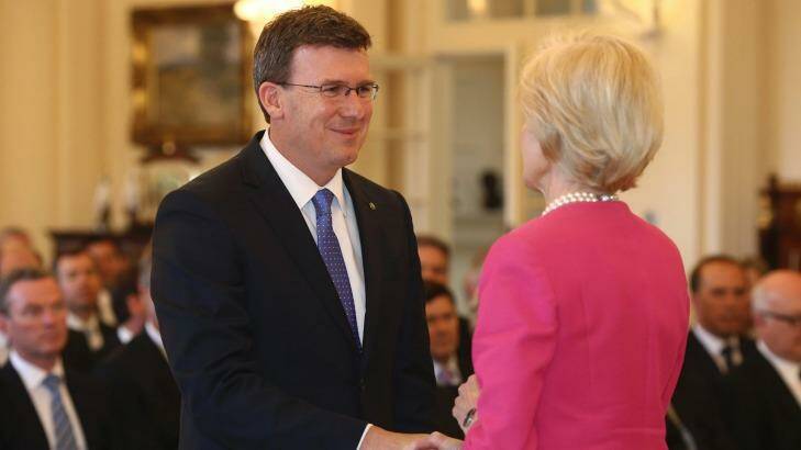 Alan Tudge being sworn in as parliamentary secretary to the prime minister in December. Photo: Andrew Meares