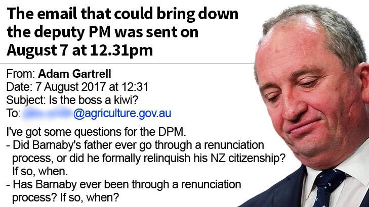 The email that could bring down the deputy PM was sent on August 7, at 12.31pm