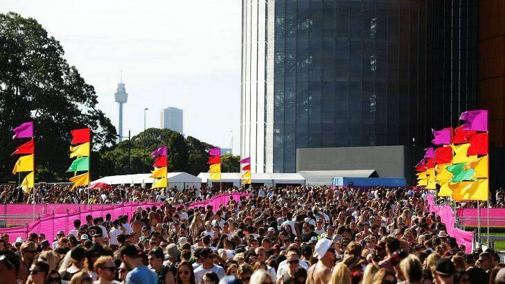 Revellers were out in force at Randwick's Future Music festival. Photo: Mark Metcalfe