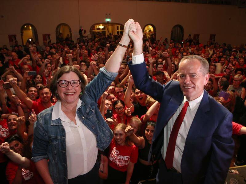 Ged Kearney has celebrated her win in Batman with leader Bill Shorten and Labor supporters.