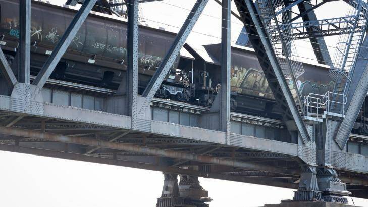 A coal train crosses the Hawkesbury river at Brooklyn. Photo: Marina Neil 