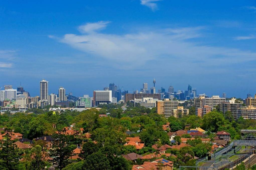 Chatswood towards the city, showing suburban office markets.