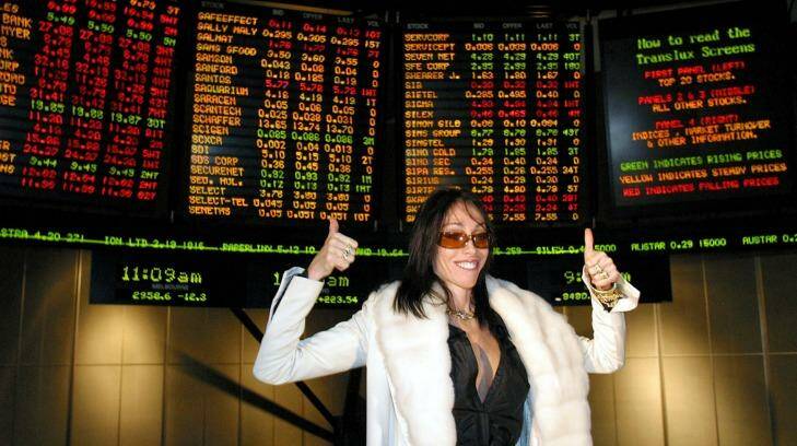Hollywood madam Heidi Fleiss at the Australian Stock Exchange in 2003 when the Daily Planet became the world's first officially listed bordello.  Photo: Glenn Hunt