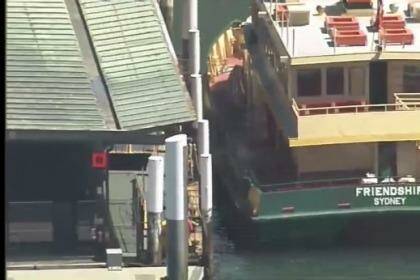 Police evacuated Circular Quay after reports of a suspicious package on this ferry.  Photo: Channel Seven