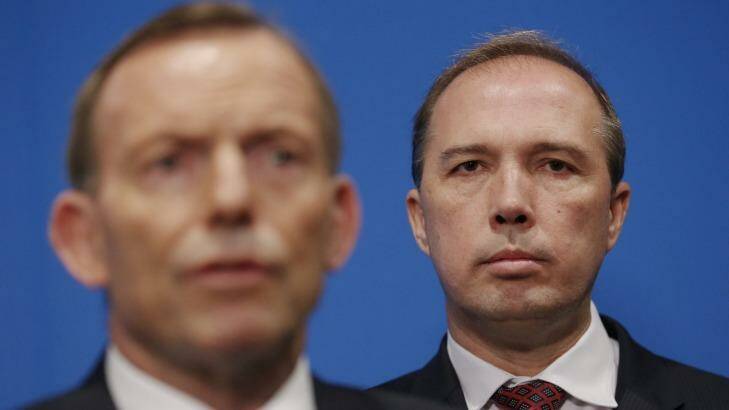 Immigration Minister Peter Dutton has backed Prime Minister Tony Abbott over his response to the Bay of Bengal crisis. Photo: Andrew Meares