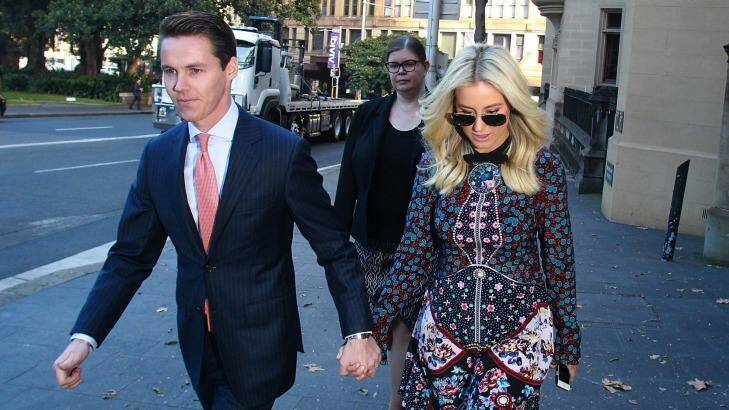 Oliver Curtis and partner Roxy Jacenko during the trial. Photo: Ben Rushton
