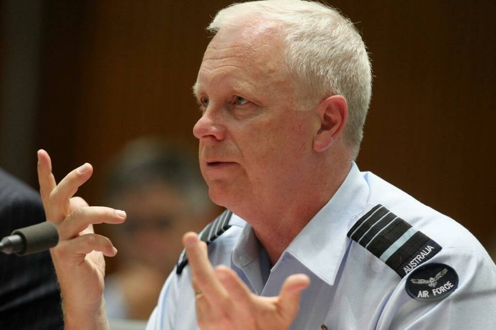 Chief of the Defence Force Air Chief Marshal Mark Binskin during a Senate estimates hearing on Wednesday. Photo: Alex Ellinghausen