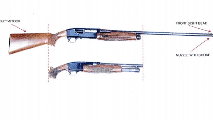 The aging Le Salle 12gauge sawn-off shotgun used by Monis during the siege. Photo: Department of Justice