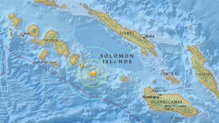 Image showing epicentre of Solomon Islands earthquake. Photo: USGS