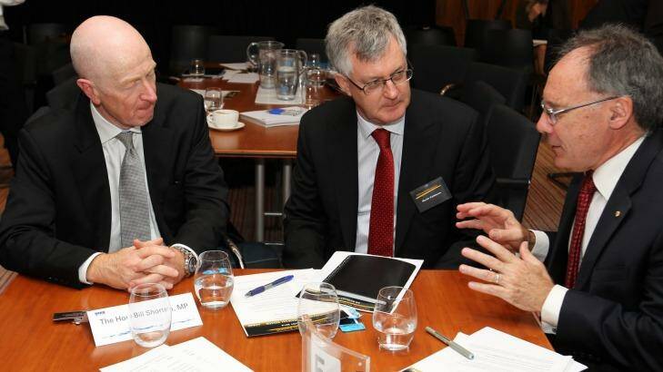 RBA governor Glenn Stevens, Martin Parkinson and Peter Harris, Productivity Commission chairman, at the National Reform Summit. Photo: Louie Douvis