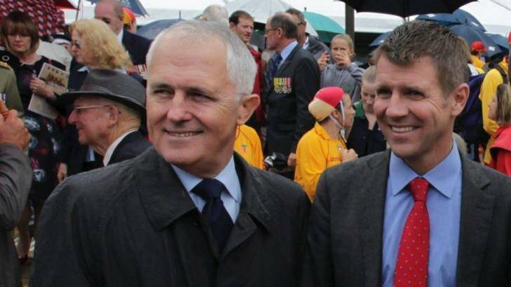 Malcolm Turnbull with Mike Baird at Coogee Beach last year. Photo: Dean Sewell