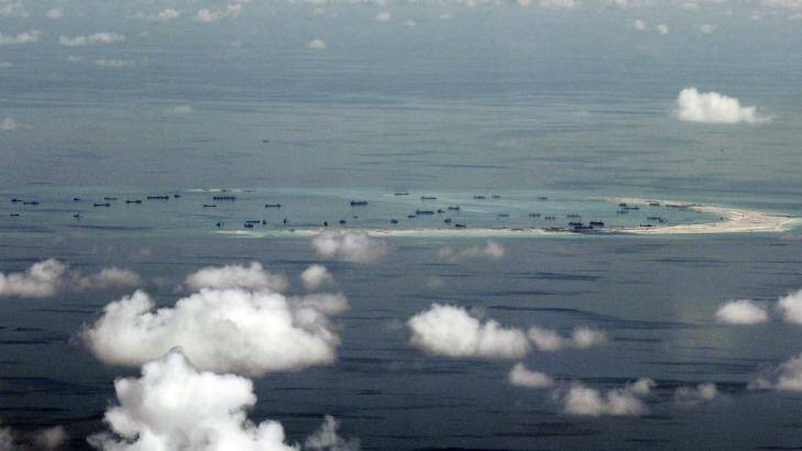 Land reclamation of Mischief Reef in the Spratly Islands in the South China Sea.  Photo: Ritchie B. Tongo
