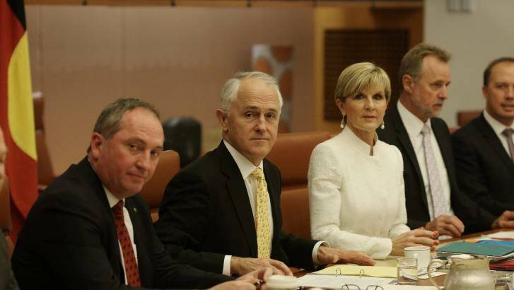 Prime Minister Malcolm Turnbull and his cabinet debated whether to support Kevin Rudd's bid to become UN chief when they met on Thursday. Photo: Andrew Meares