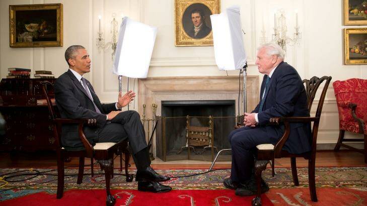Barack Obama and David Attenborough meet to discuss the environment at The White House. Photo: Supplied