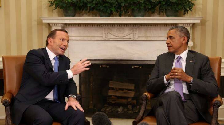 White House sit-down: Prime Minister Tony Abbott meets with US President Barack Obama.  Photo: Andrew Meares