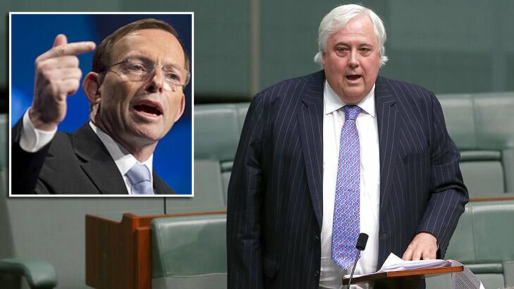 FoFA laws to stay: Tony Abbott may have gotten his way over the carbon tax, but Clive Palmer is holding his ground on changes to financial planners.