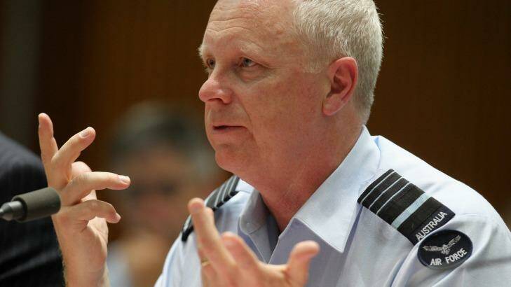Chief of the Defence Force Air Chief Marshal Mark Binskin during a Senate estimates hearing on Wednesday. Photo: Alex Ellinghausen