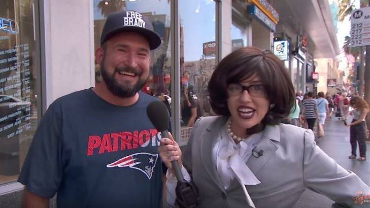 Miley Cyrus went undercover as a reporter from Perth on <i>Jimmy Kimmel Live</i>.