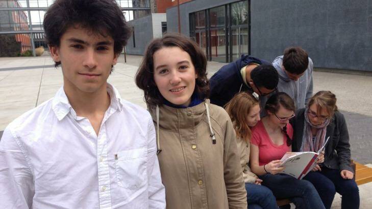 Mehdi Medinoun and Alice Dareys, students from Lycee Louis Thuillier in Amiens. Photo: Nick Miller