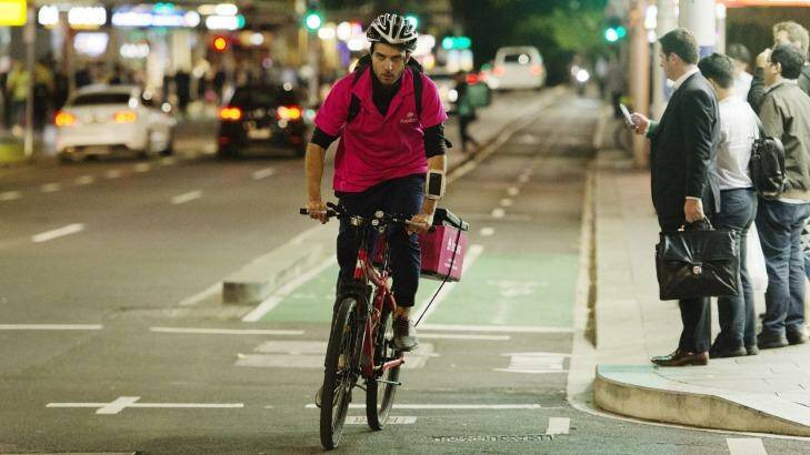 In Sydney, 70 per cent of Foodora riders are male. The company has hundreds of riders in the city. Photo: James Brickwood
