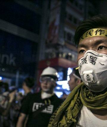 Pessimistic: Tensions were high among protesters in Mong Kok.  Photo: Paula Bronstein