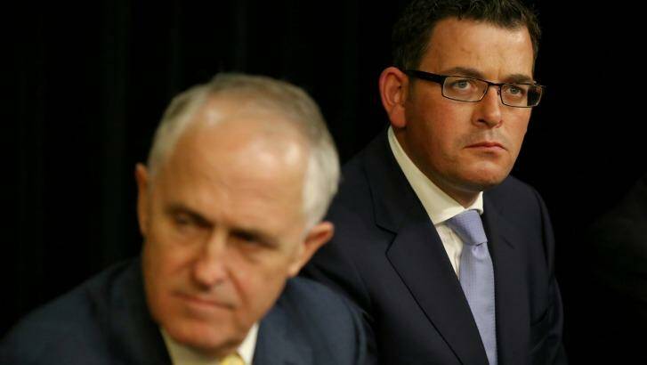 Prime Minister Malcolm Turnbull and Victorian Premier Daniel Andrews. Photo:  Alex Ellinghausen