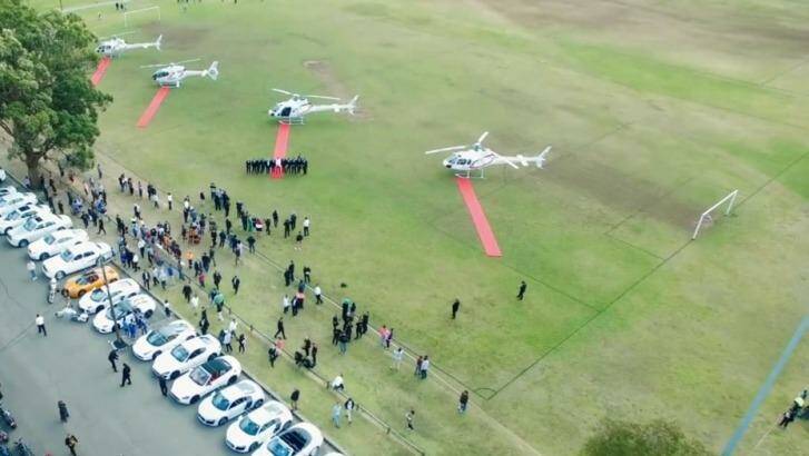 Luxury vehicles and helicopters at Salim Mehajer's wedding last year.  Photo: Supplied