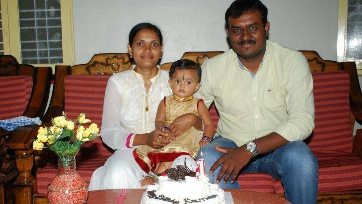Padma Reddy, a dalit, with and her husband Kishore Reddy on their daughter's first birthday. Photo: Supplied