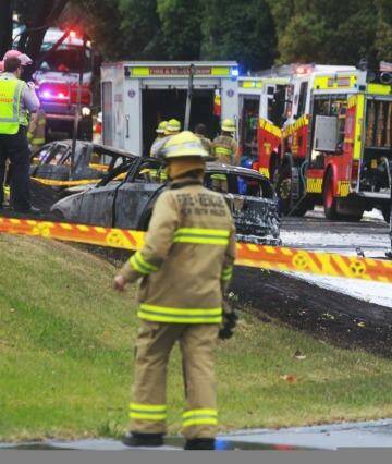 The scene of the Mona Vale crash in  which two people died. Photo: Ben Rushton