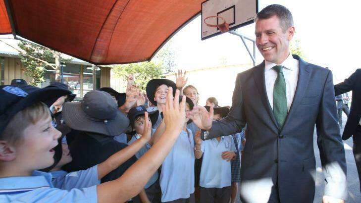 'Nothing worthwhile in life comes easy' was Premier Mike Baird's advice for the throngs of Balgowlah Heights public school students.  Photo: Louise Kennerley