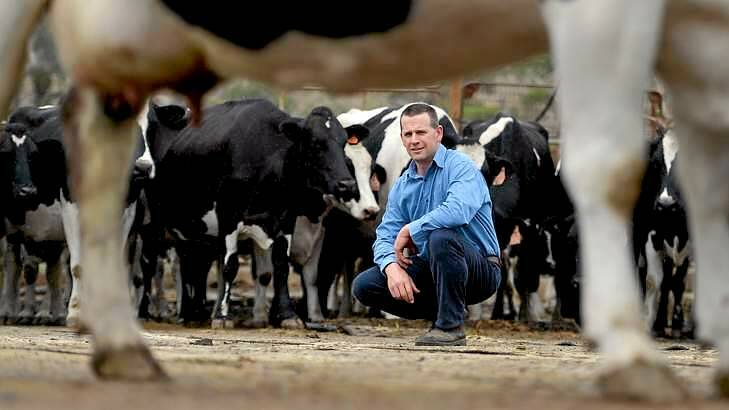 Yarra Valley dairy farmer Tyran Jones. Photo: Joe Armao