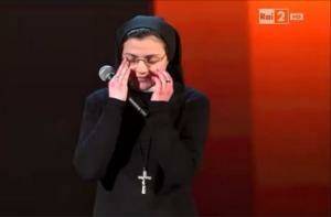 Spreading the Word through song ... Sister Cristina Scuccia prepares to sing No One by Alicia Keys on The Voice of Italy. Photo: The Voice of Italy